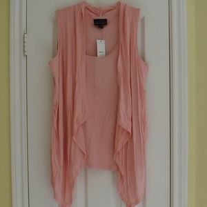 Coral Sleeveless Top w/ Flowy Vest